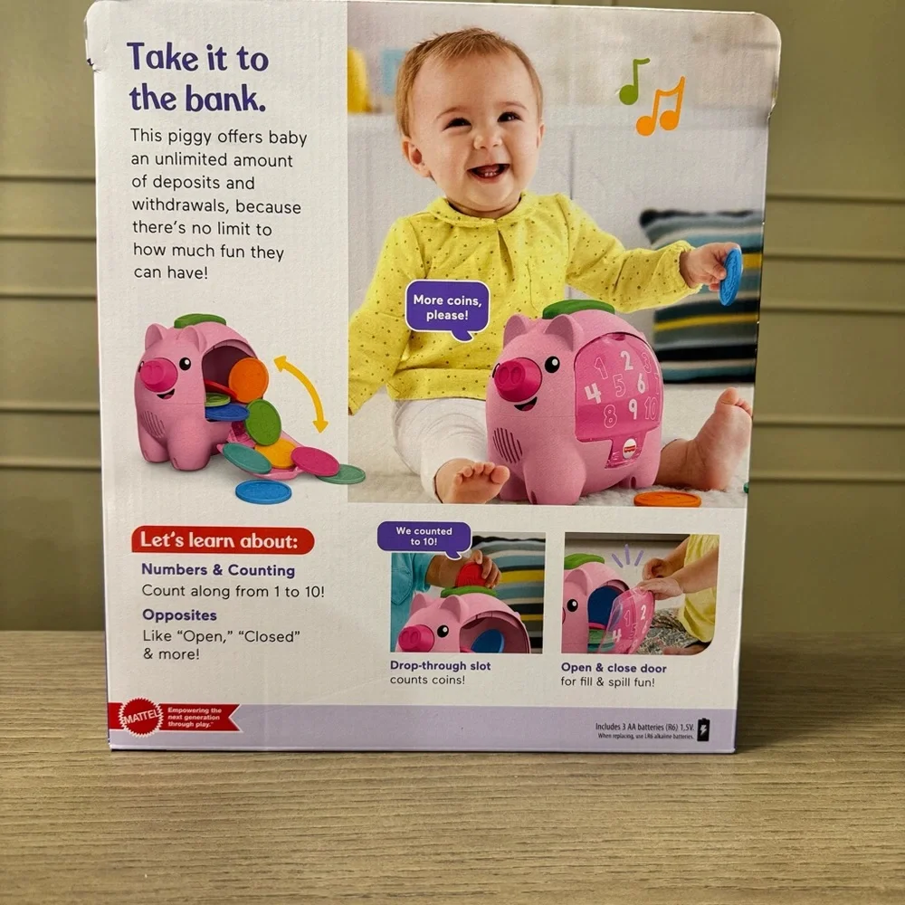 Fisher-Price Laugh & Learn Count & Rumble Piggy Bank & Toddler Toy . NEW